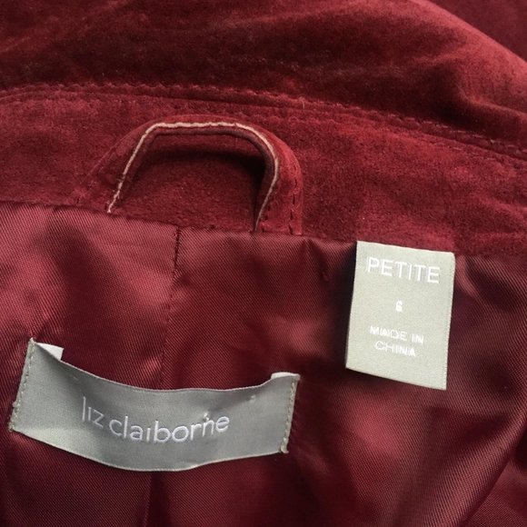 3/$50 - Liz Claiborne Burgundy Red Suede Jacket - Picture 4 of 4